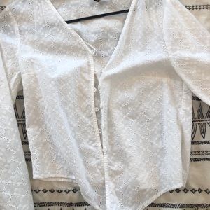 H&M blouse tie front button up